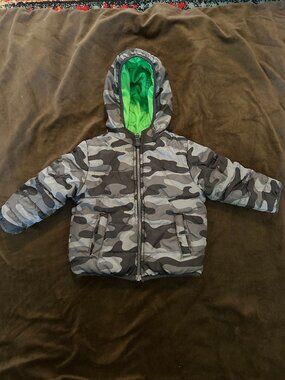 Reversible Puffer Jacket Coat 12 mo camo/green